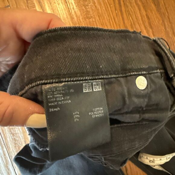 Uniqlo jeans black grey wash high rise skinny jeans 26 - Picture 4 of 10